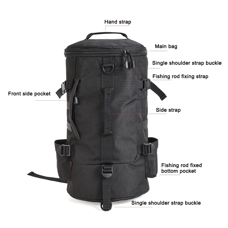 2023 New 23L Multifunctional Waterproof Fishing Backpack Outdoor Sport Travel Reel Rod Storage Bag Camping Climbing Bag For Men