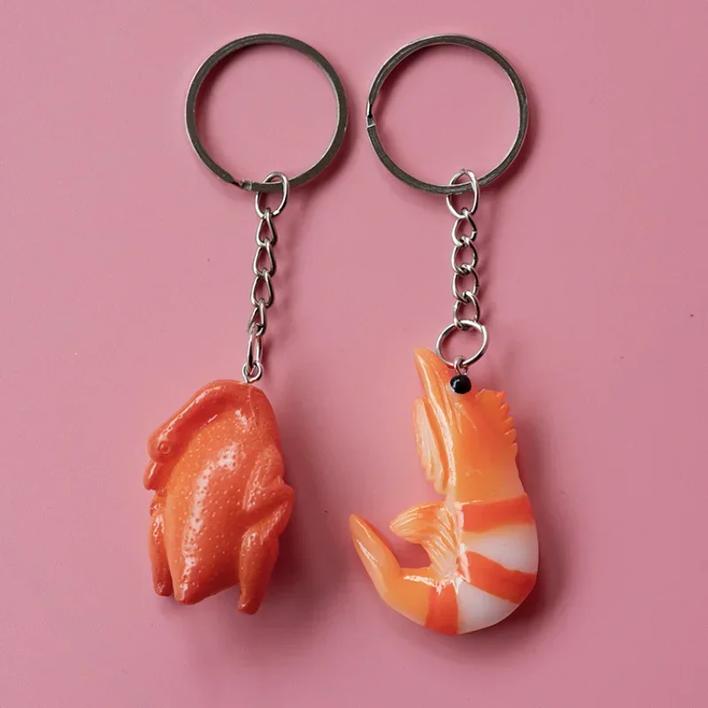 Simulated Resin Chicken Wing Prawns Roast Keyring Keychain PVC Key Rings Foodstuff Key Pendant Chains Keychains Drop Shipping