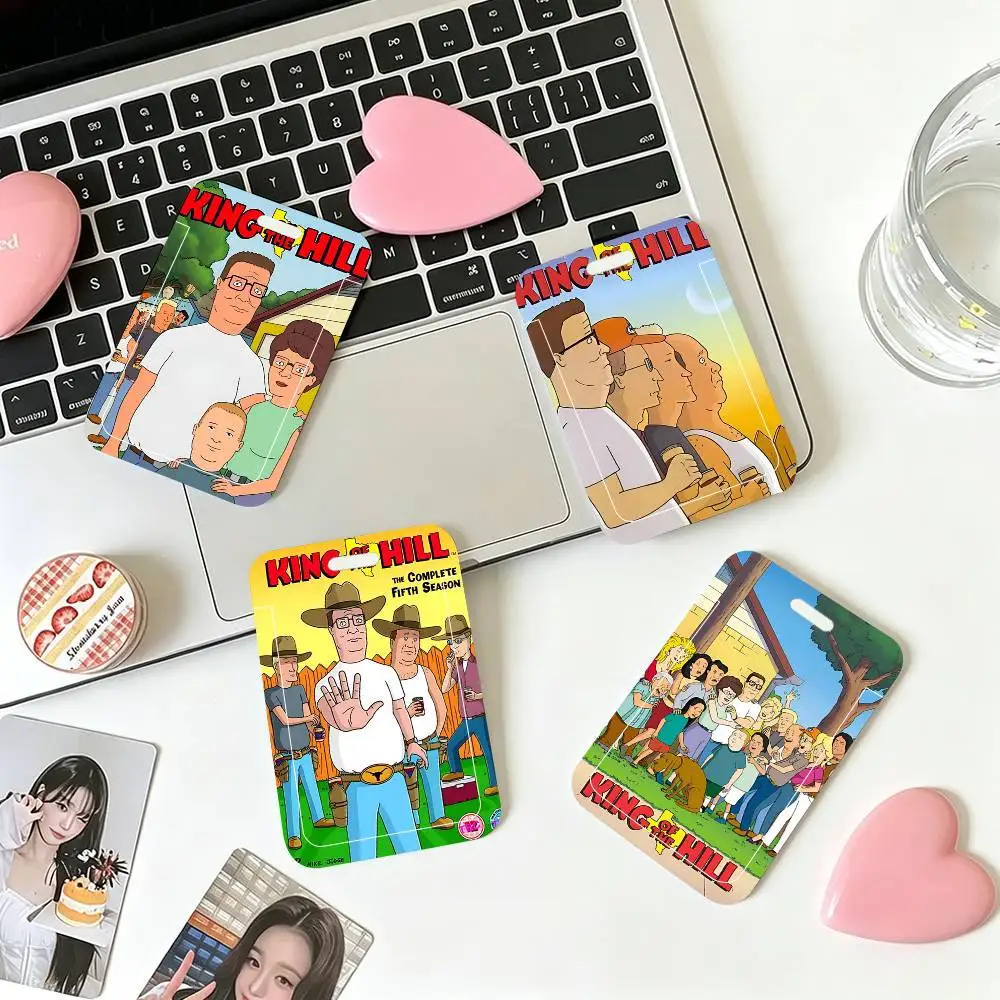 1pc K_King Of The H_Hill ID Card Sleeve School Card Access ID Card Bus Meal Card Protective Sleeve Easy Push
