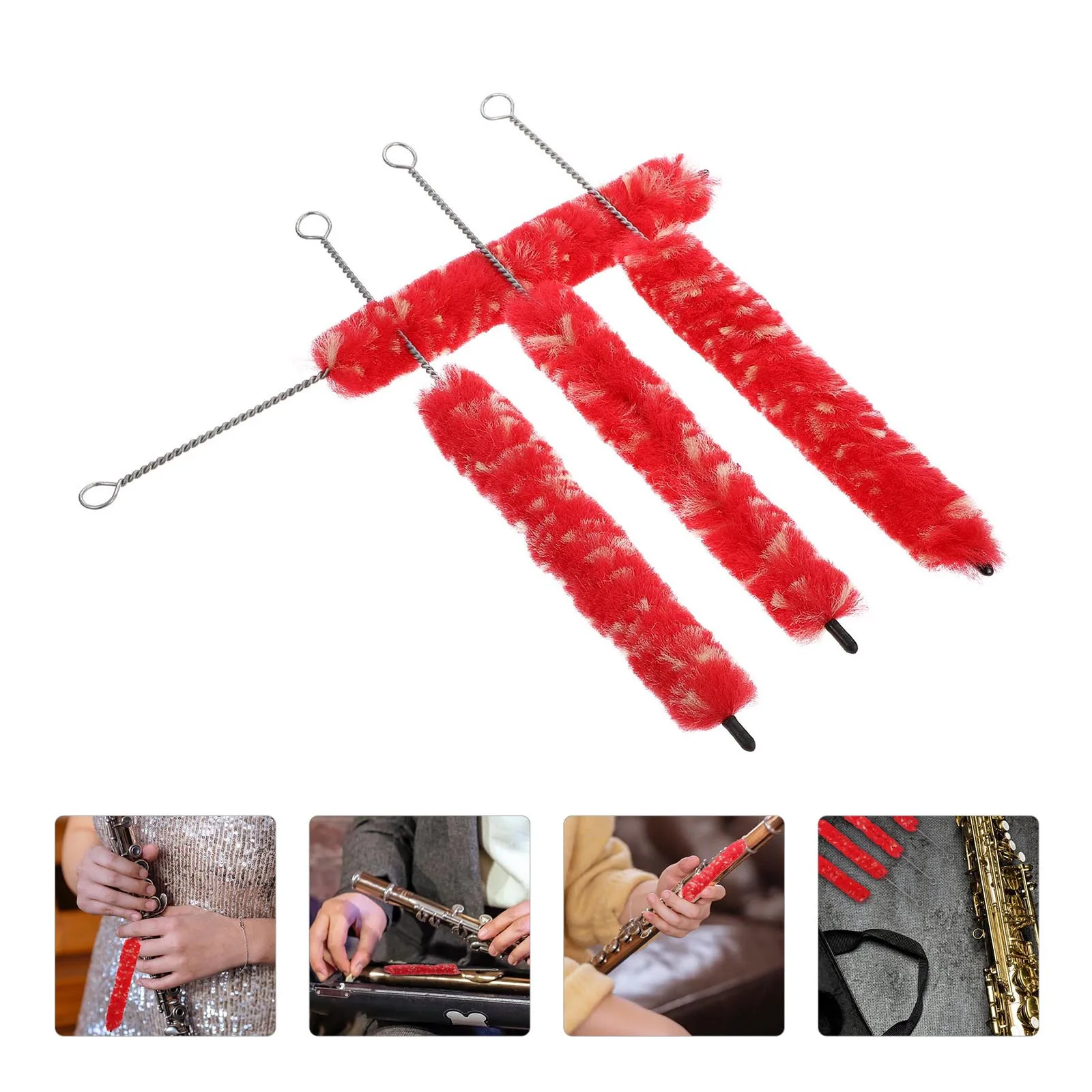 4Pcs Clarinet Cleaning Brush Microfiber Effective Drying Tool Fits All Clarinet Bodies Portable Hanging Ring Practical Brush