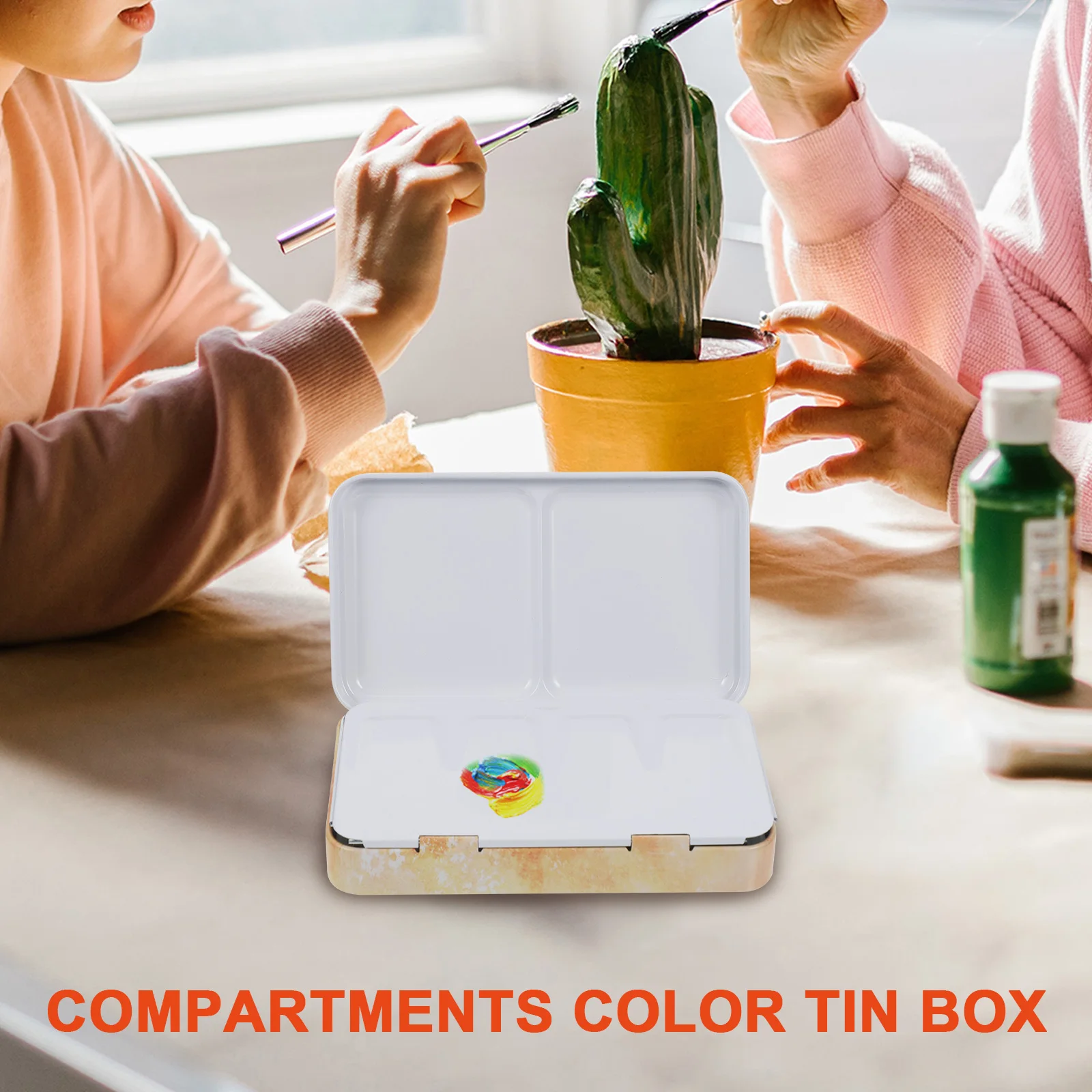 

Watercolor Tin Box Metal Paint Box Lid For Gouache Pigment Storage Empty Watercolor Palette Art Mixing Tray Compartment
