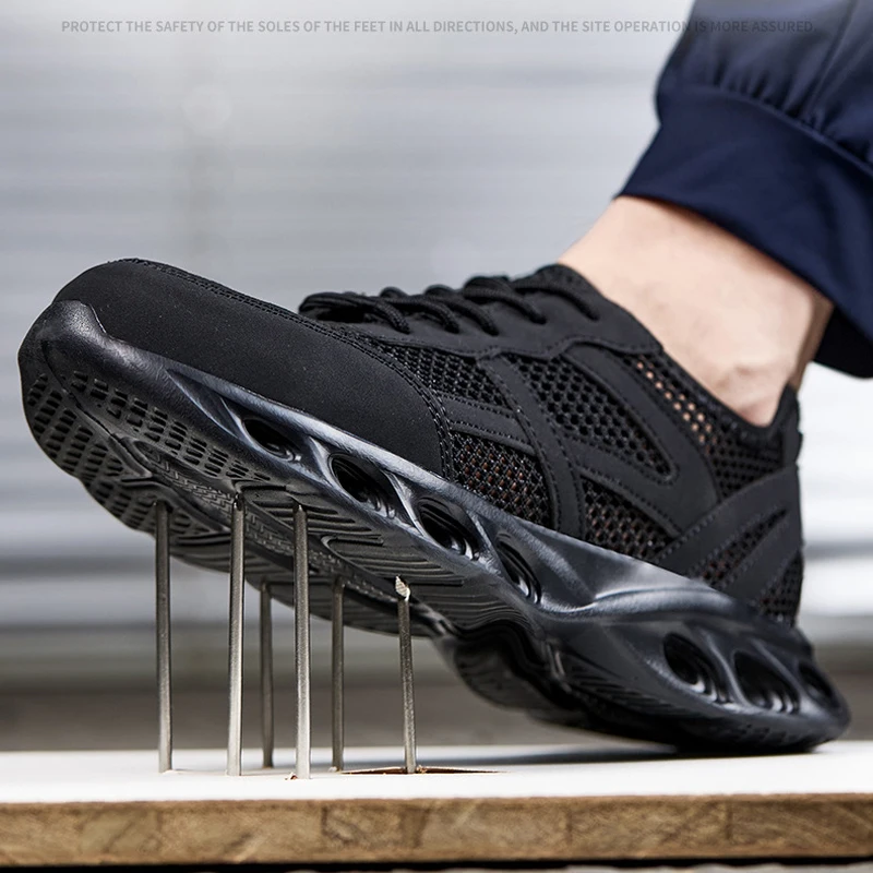 Breathable Men Work Safety Shoes Lightweight Comfort Work Sneakers Composite Toe Protection Shoes Puncture-Proof Security Boots