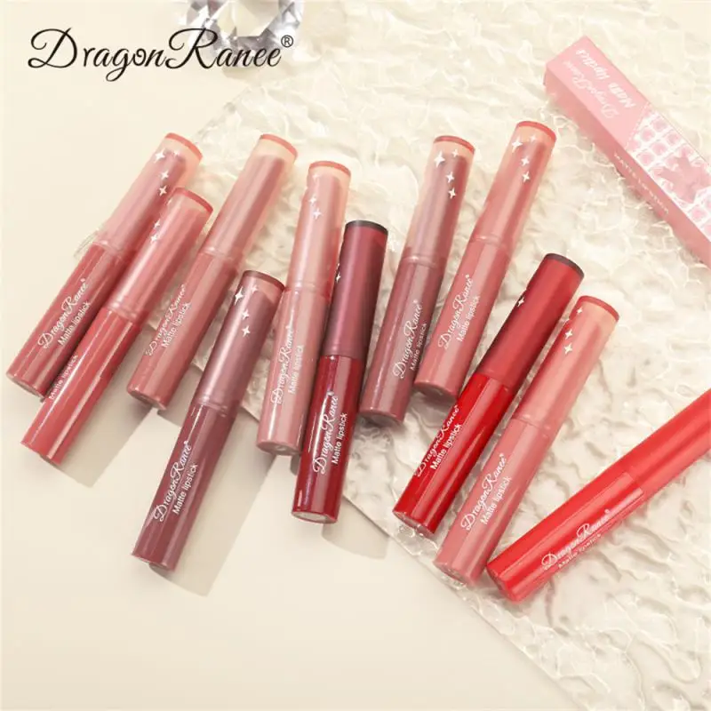 1/2/3PCS Lipstick Pen Velvet Matte Lip Liner Pen Female Makeup Red Lip Tint Non-stick Cup 12 Color Bow Lipstick Cosmetics