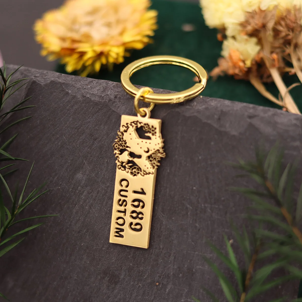 QIAMNI персонализированный брелок с номером дома, подарок на новоселье, уличный брелок из нержавеющей стали с лазерной гравировкой адреса