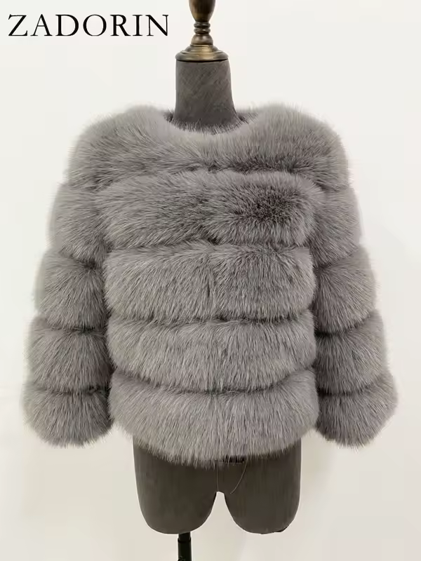 ZADORIN S-6XL Mink Coat Winter Black White Faux Fur Coat Woman Elegant Fluffy Faux Fur Jacket Top Short Fur Coats Woman Clothing - Image 20