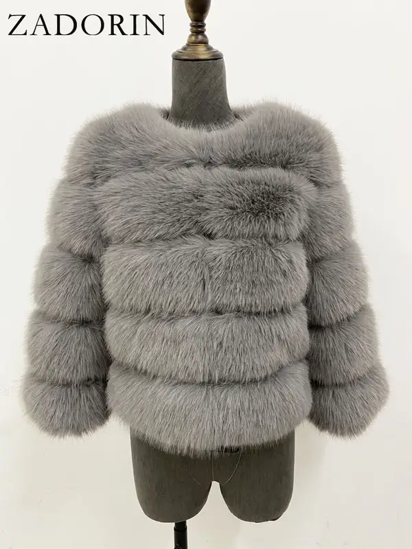 ZADORIN S-6XL Mink Coat Winter Black White Faux Fur Coat Woman Elegant Fluffy Faux Fur Jacket Top Short Fur Coats Woman Clothing - Image 20