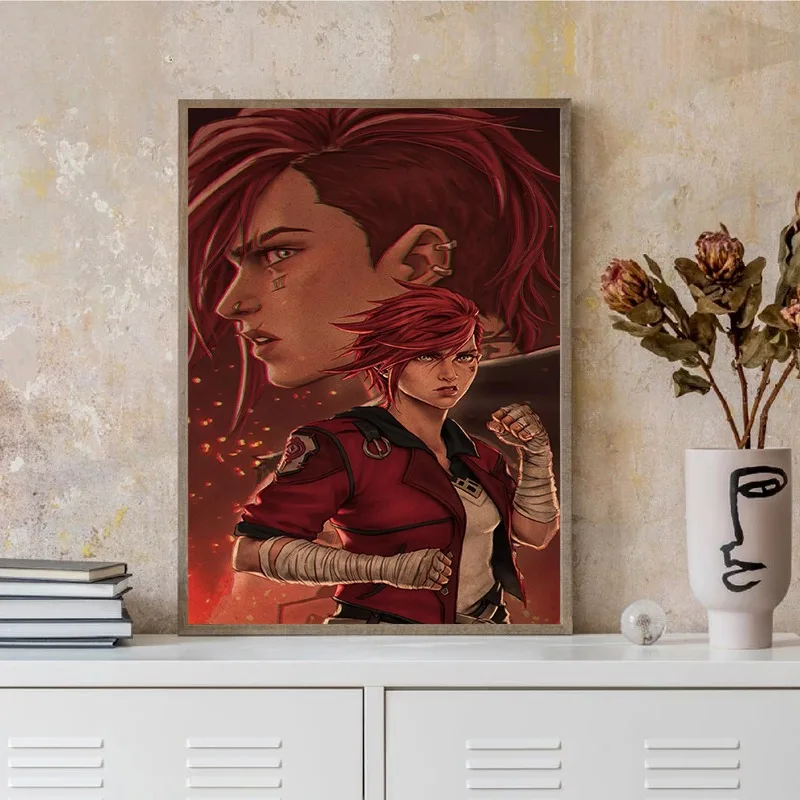 Arcane Game League of Legends  Jinx Vi Viktor Anime Characters Retro Poster Popular Canvas Painting Wall Art Living Room Decor