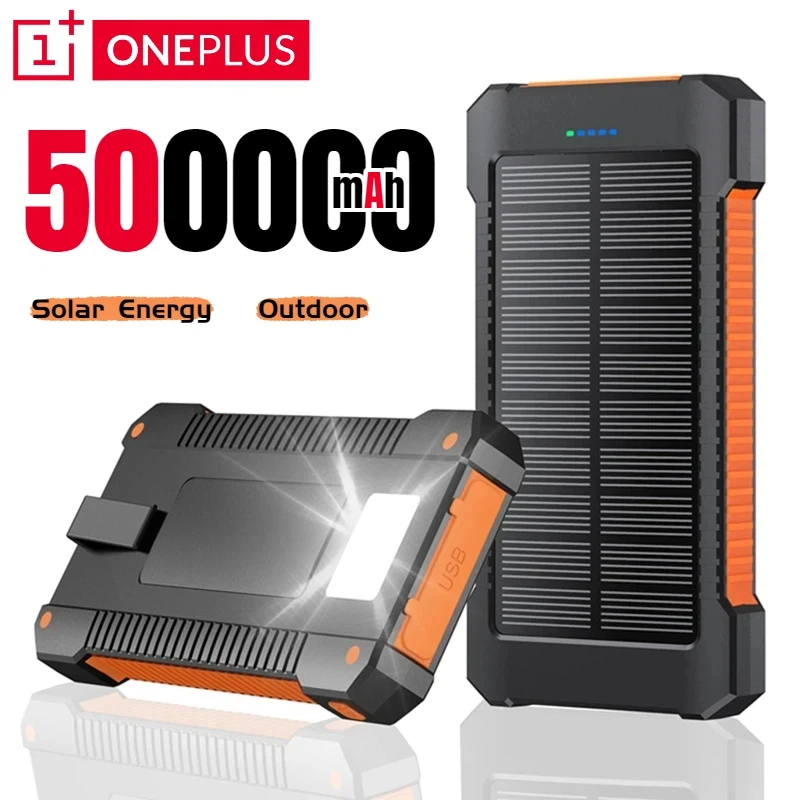 

Солнечный внешний аккумулятор OnePlus 50000 мАч, большая емкость, быстрая зарядка, портативное освещение для улицы, для iPhone, Xiaomi, Samsung