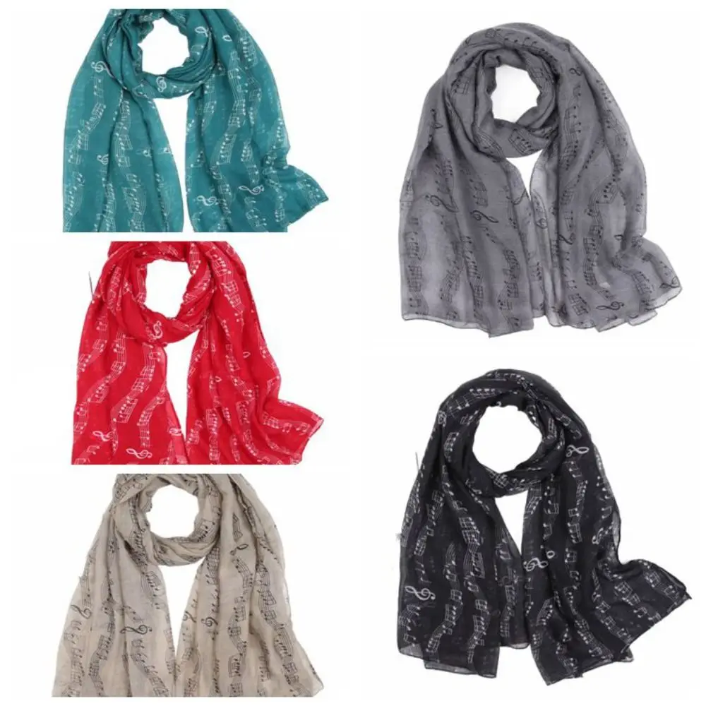 

Colorful Musical Note Print Scarf 180*80cm Cotton Voile Musical Note Floral Shawl Smooth Casual Musical Note Floral Wrap Ladies