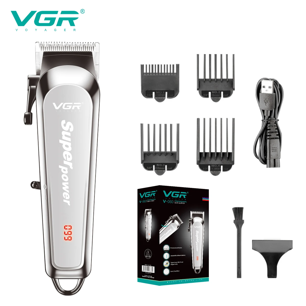 VGR 060 metal body hair clipper with high endurance, strong power, hair trimmer, multifunctional hair salon, household electric