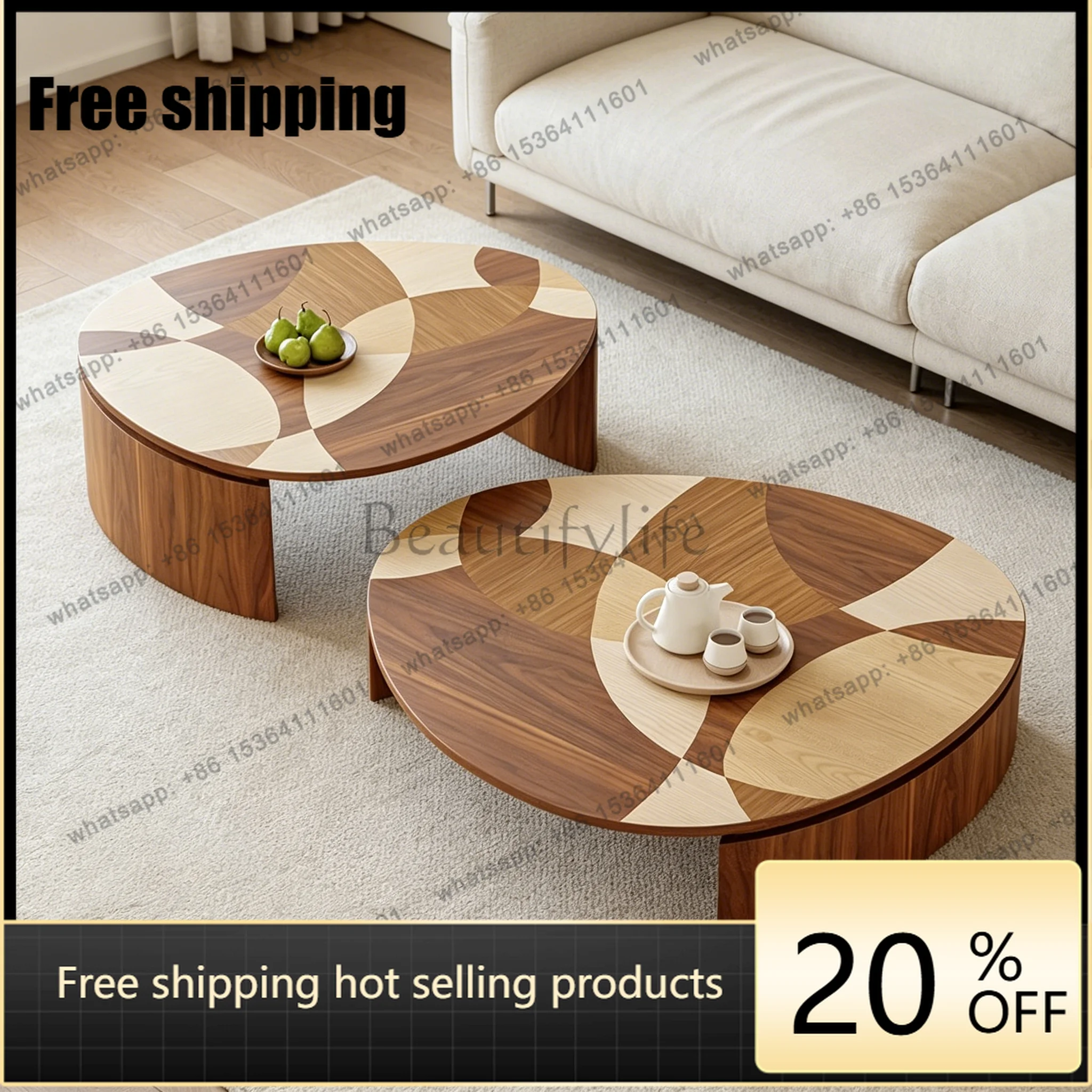 

Italian minimalist special-shaped coffee table villa living room household coffee table combination