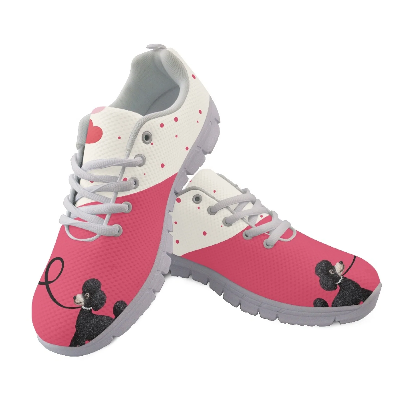 Coloranimal Poodle Heart Balloon Print Athletic Sneaker Fitness Shoes for Men Soft Running Sneakers