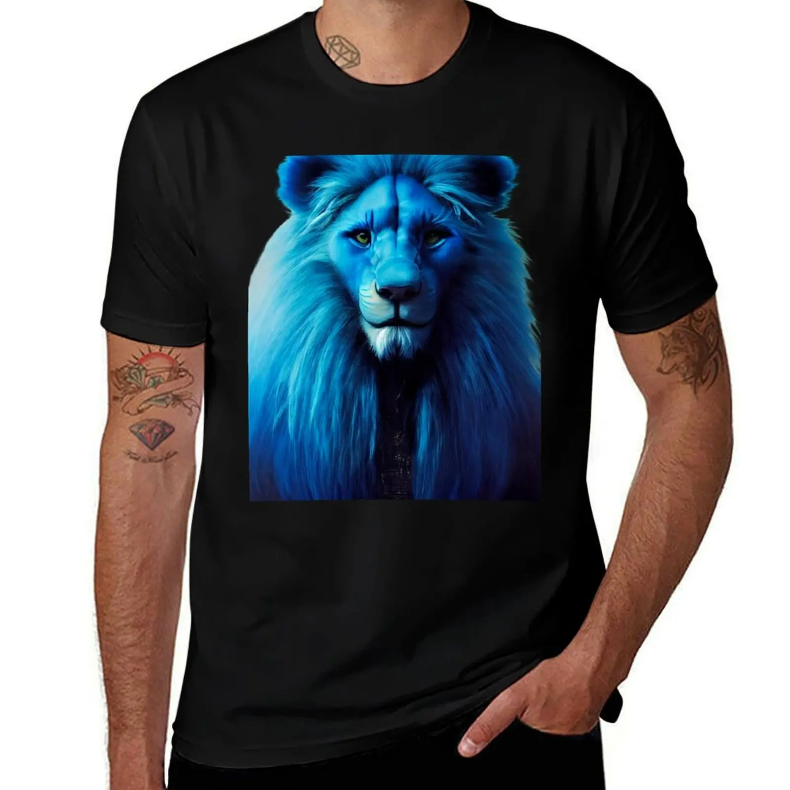 

Blue lion face majestic Lion-animal lover T-Shirt essential t shirt man t shirts for men
