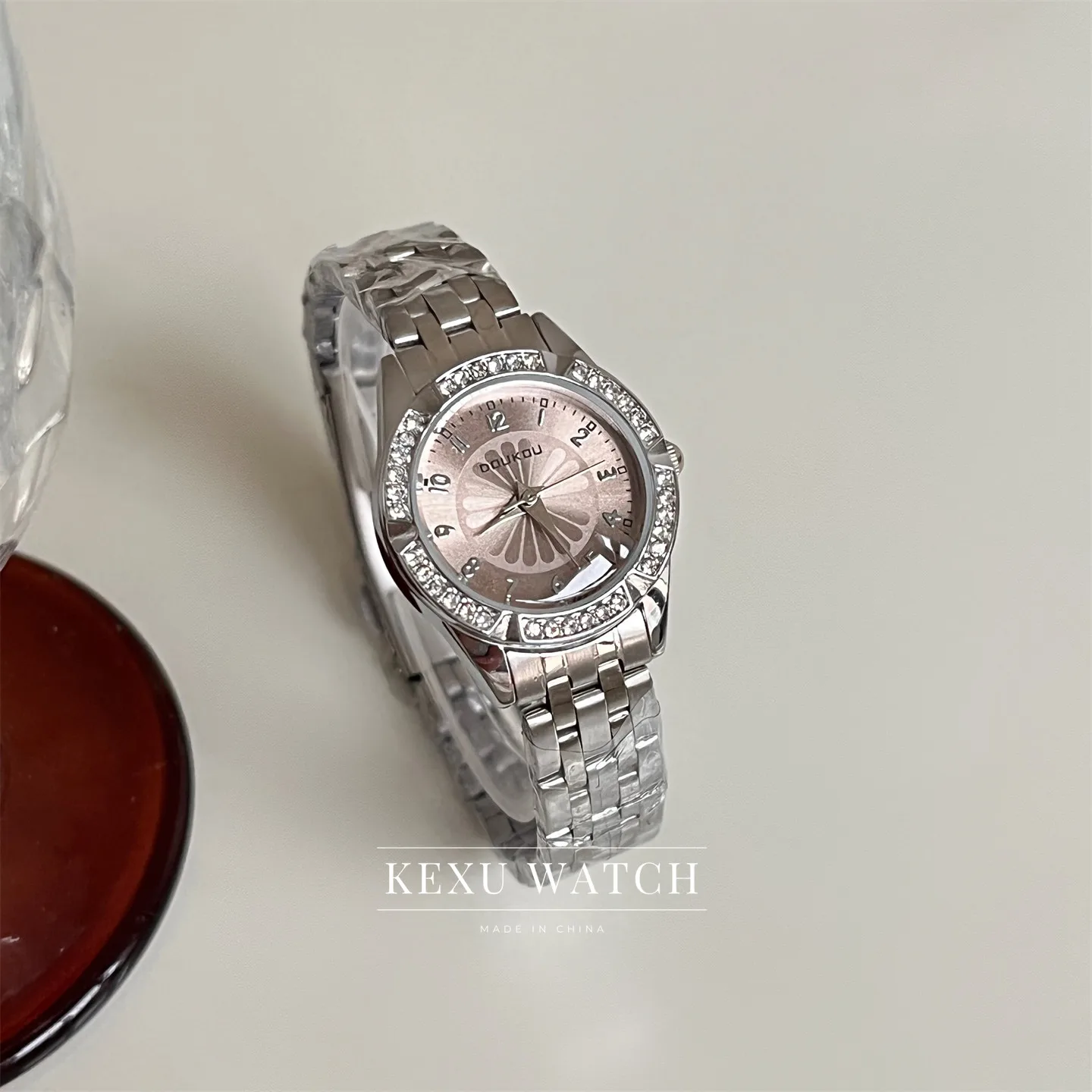 Glacier Blue Daisy Small Dial Watch  Dainty Light Luxury Quartz Wristwatch for Women, Students & Business Casual Wear