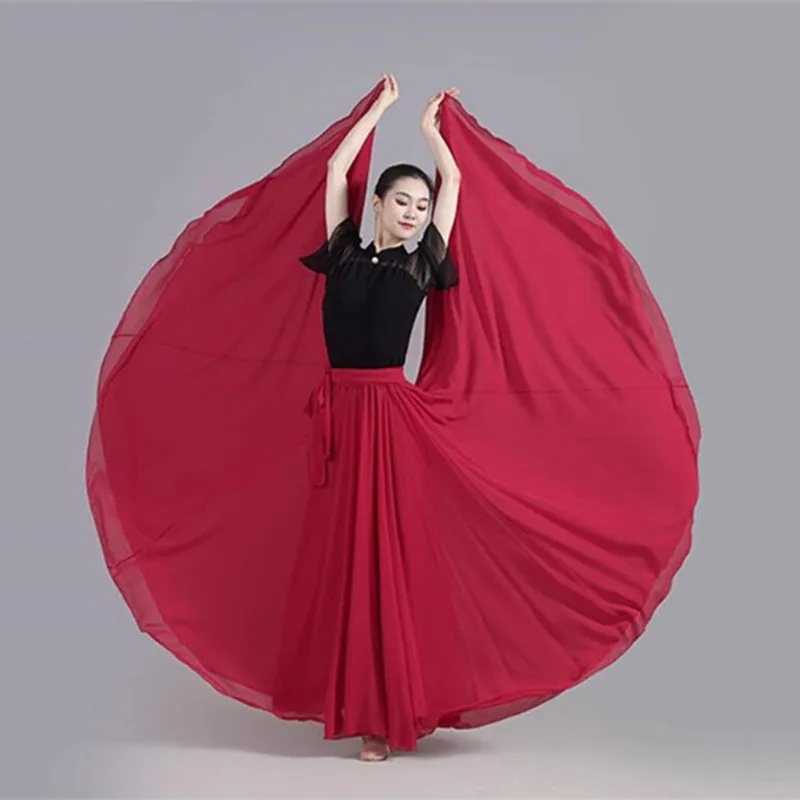 

Модная большая распашная юбка 720 градусов, женские юбки в стиле ретро, весна, лето, осень, зима, длинная шифоновая юбка, танцевальная одежда