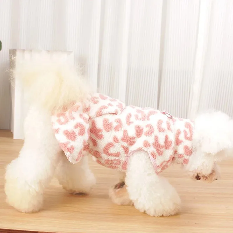 Abrigo suéter polar de leopardo para perros pequeños y Chihuahua
