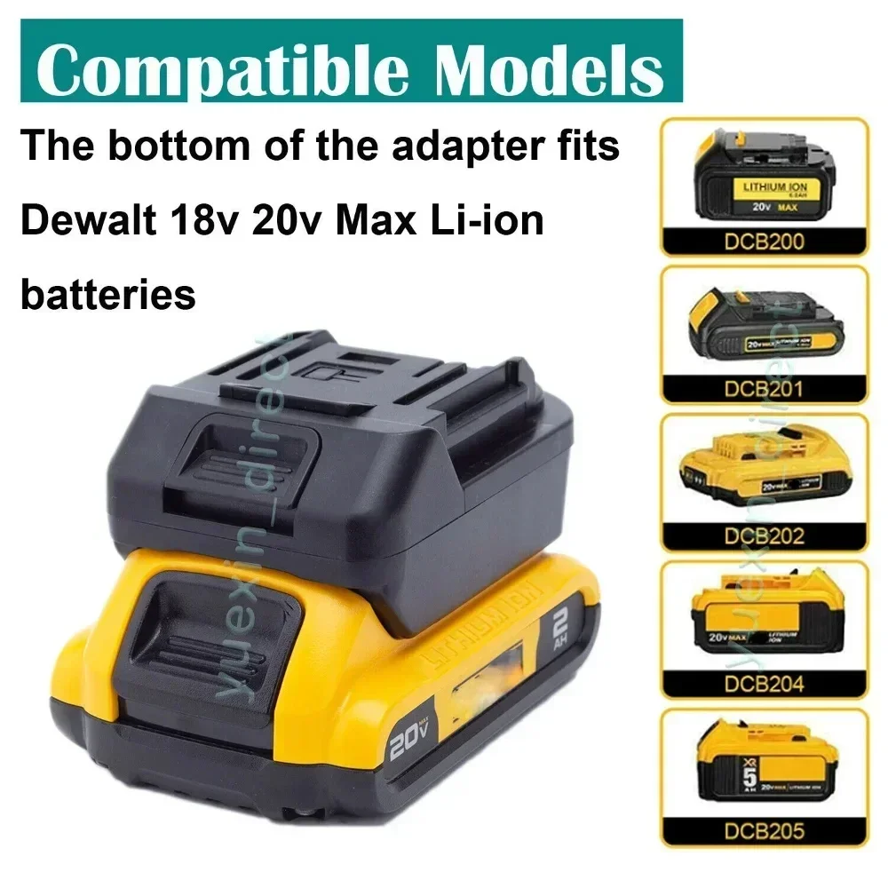 Imagem -03 - Conversor de Adaptador de Bateria para Dewalt Dcb para Makita 18v Li-ion Bl1850 Ferramentas com Usb e Luz Led Ferramentas Não Incluídas