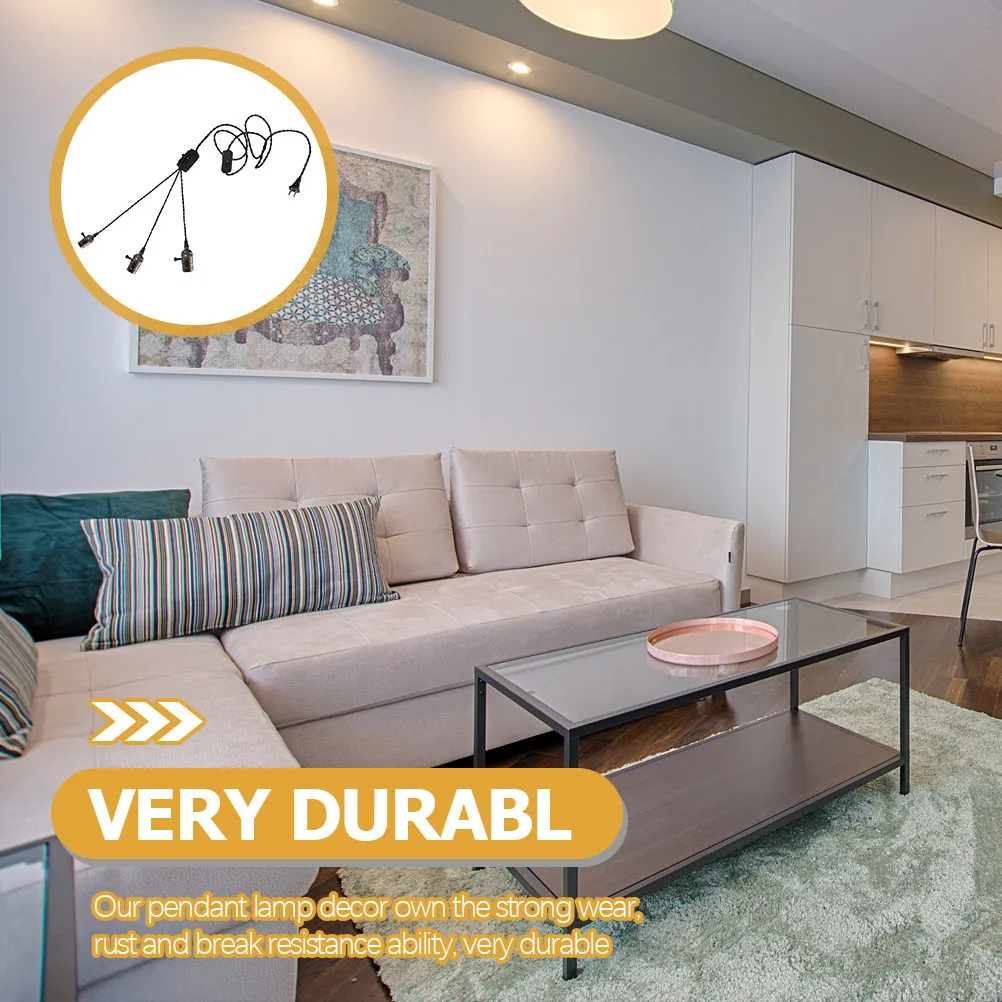 

Triple Socket Vintage Pendant Lamp Industrial Hanging Lights Long Cord Plug in Lighting Indoor DIY Home Office Dining Room