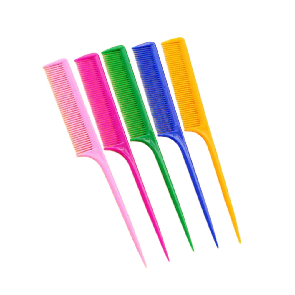 

5pcs Anti Static Fine Tooth Comb Long Handle Durable Hairbrush for Salon Home Use Styling Modeling Hair Care Tool