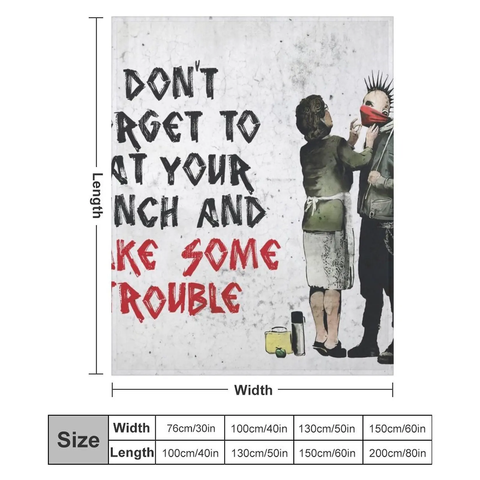 Banksy - อย่าลืมที่จะกินอาหารกลางวันของคุณและทําให้ปัญหาโยนผ้าห่มตกแต่งโยนสําหรับทารกผ้าคลุมเตียงผ้าห่ม