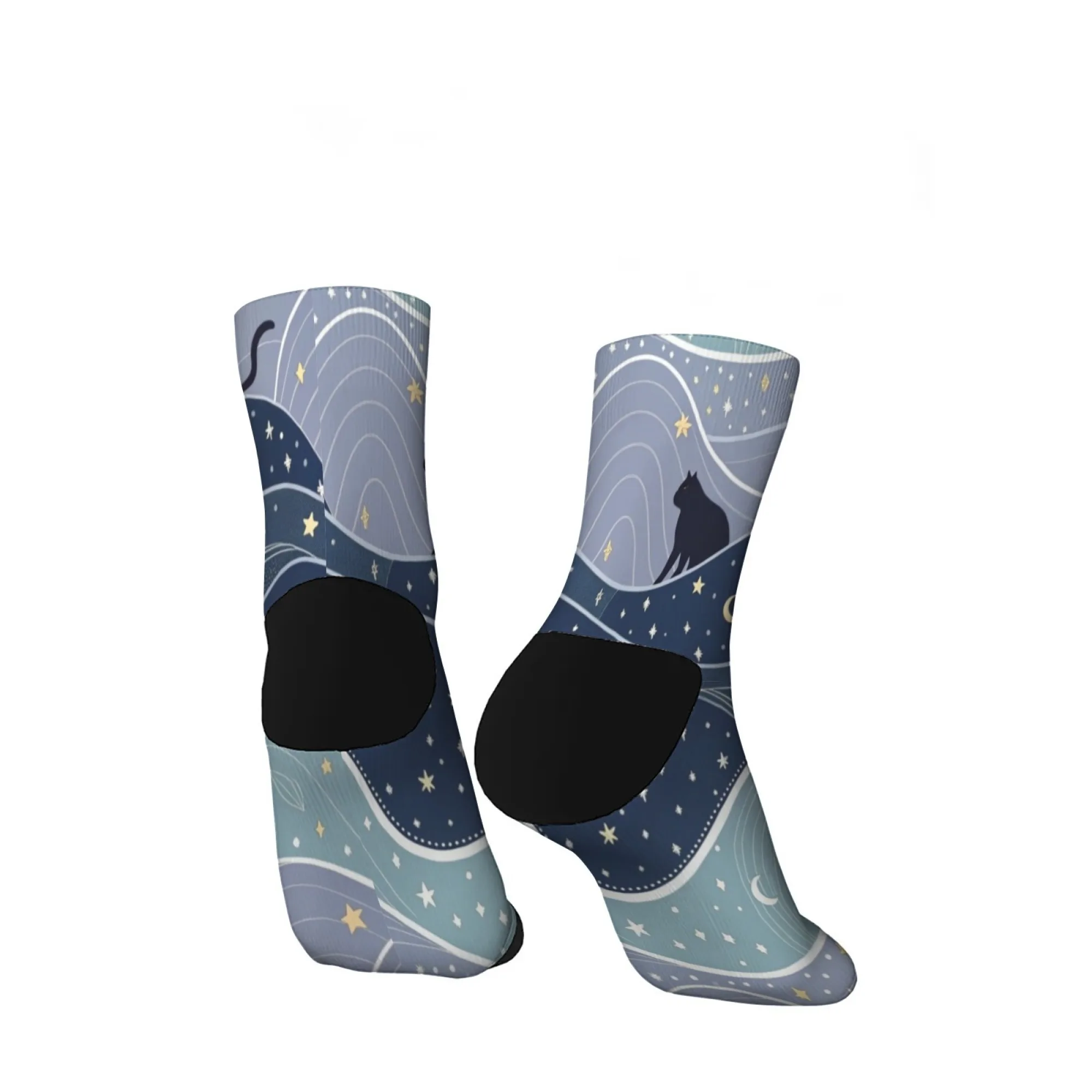 Cat Star River style Short Socks Polyester Blend Comfortable Casual Socks for Women Men Unisex Soft Breathable Lightweight