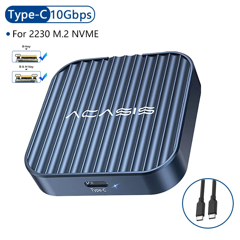Acasis Magnetische M.2 2230 NVMe SSD Behuizing 10Gbps USB C 3.1 naar NVMe PCI-E voor iPhone 15/16/17 Pro 2TB Externe Harde Schijf Case