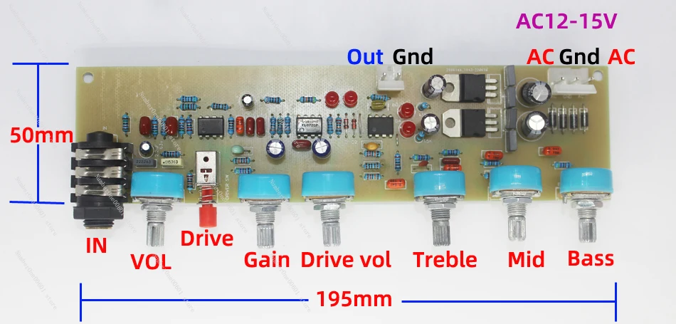 DIY Electric Guitar Loudspeaker Box Front Tuning Board Driver Overload Distortion Preamp Circuit Board