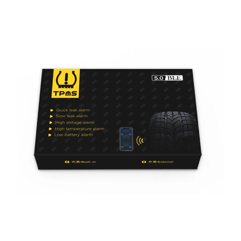 أفضل نظام مراقبة ضغط إطارات السيارة بلوتوث 5.0 TPMS v4.0 مع 4 أجهزة استشعار لإنذار مراقبة تطبيق الهاتف المحمول iOS وأندرويد