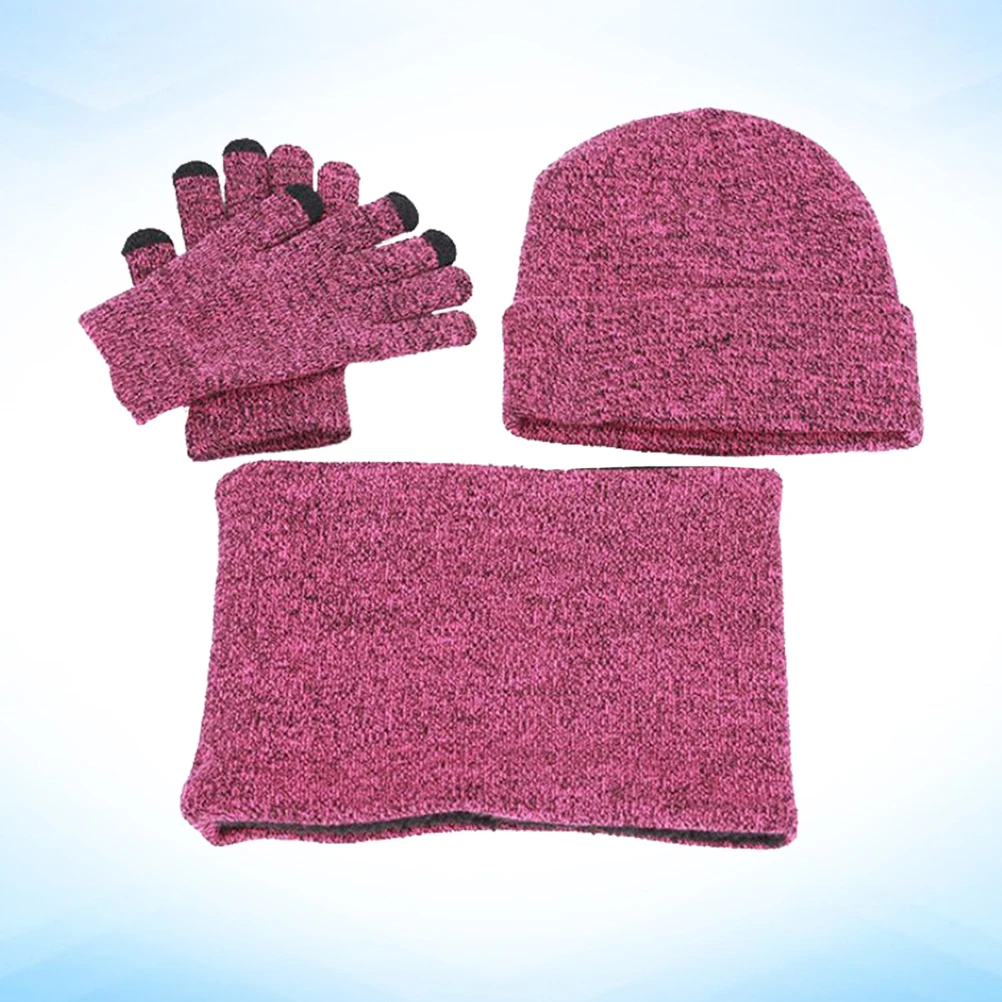 

Winter Hat Scarf Glove Set Knitted Woolen Warm Gloves Women Beanies Hats for Skiing Camping Outdoor Activities