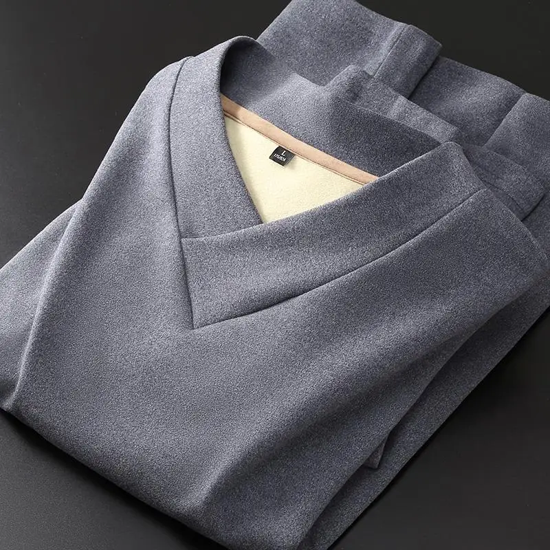 

Мужское термобелье, футболка с длинным рукавом, утолщенный v-образный вырез, двусторонняя бархатная теплая рубашка, пуловер, термобелье