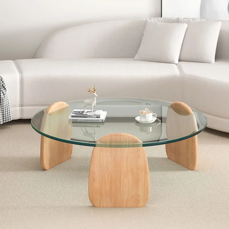 

Glass Clear Coffee Table Modern Round Transparent Low Small Nordic Side Table Minimalist Hotel Mesa Auxiliar Furniture For Home