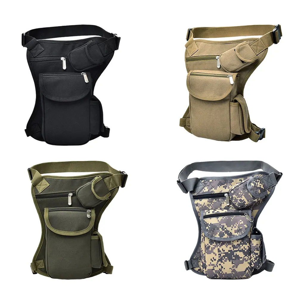 Men Tactical Waist Pack Canvas Hiking Water Bottle Phone Pouch Outdoor Sports Hunting Climbing Camping Multifunctional Leg Bag