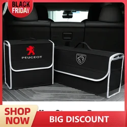 Foldable Car Trunk Storage Box Auto Emblem Organizer Sundries Stowing Bag For Peugeot 208 2012~2018 308 2019~2021 2008 508 607