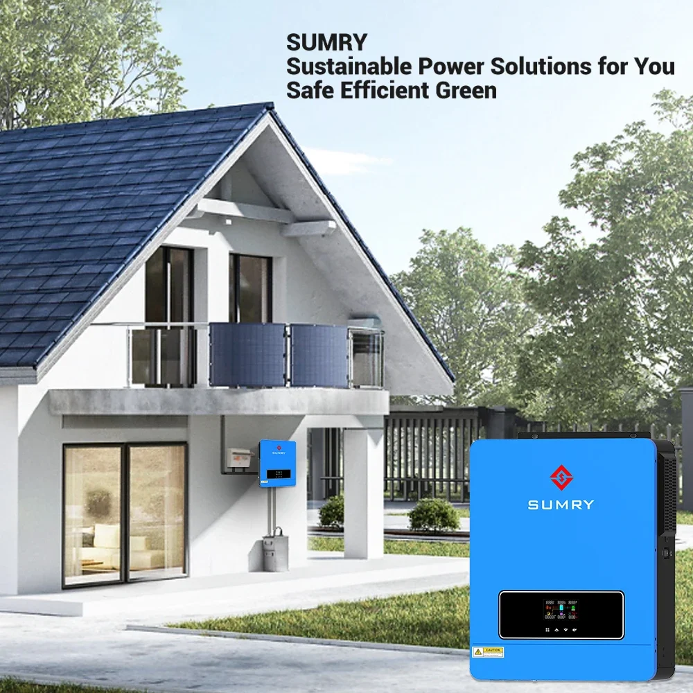 SUMRY العاكس للطاقة الشمسية 3.6KW 24V 120V موجة جيبية نقية تشغيل/إيقاف الشبكة العاكس MPPT 110A تحكم شاحن 120A الاستخدام المنزلي