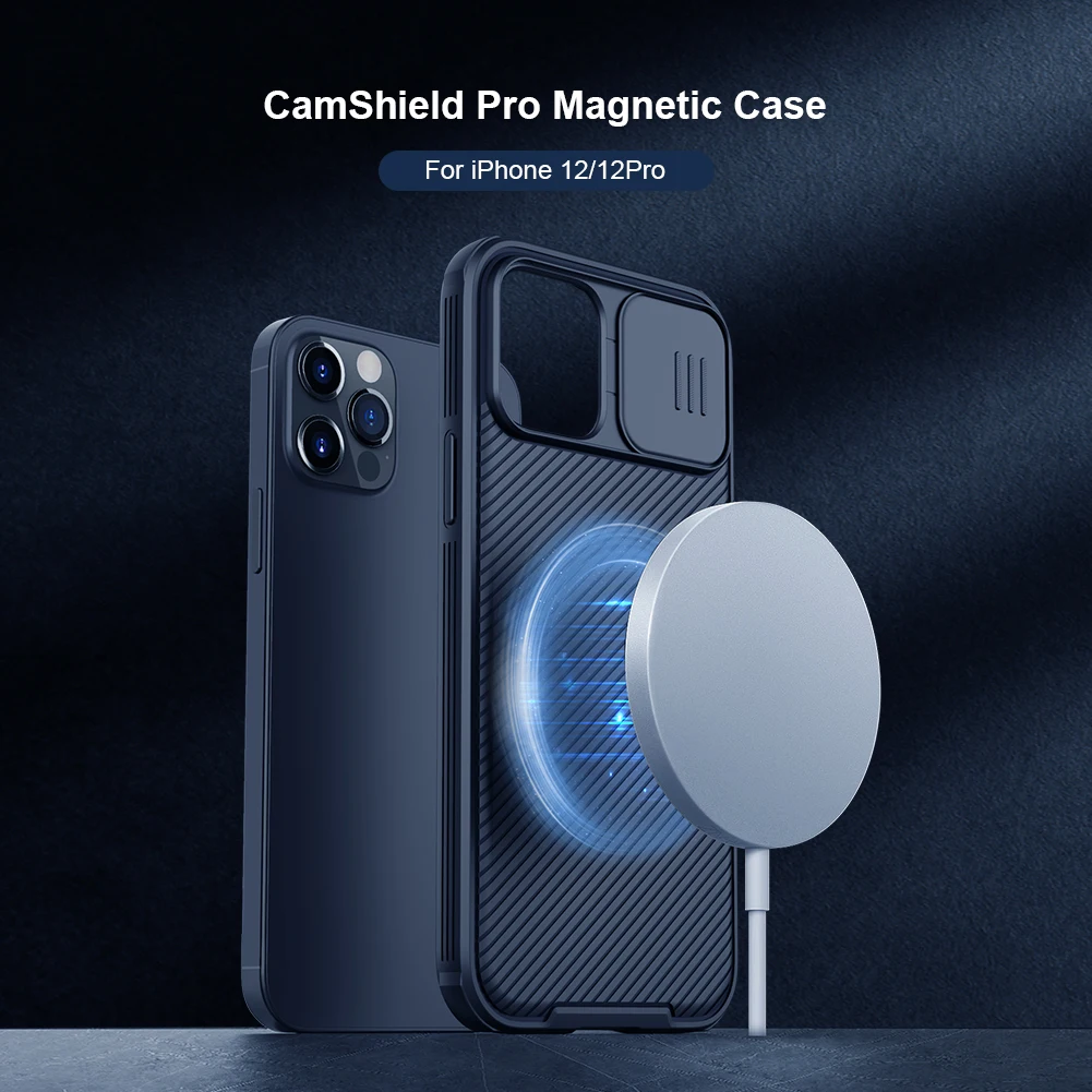 for iPhone 12 / 12 Pro Case Camshield Slide Camera for Magsafe Magnetic Hard PC Soft Edge Lens Protection Cover