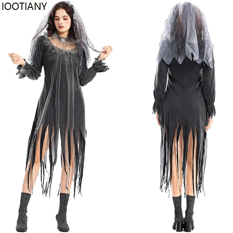 

Halloween Horror Ghost Bride Cosplay Irregular Dress Women Sexy Zombie Costumes Carnival Purim Parade Performance Party Dress Up