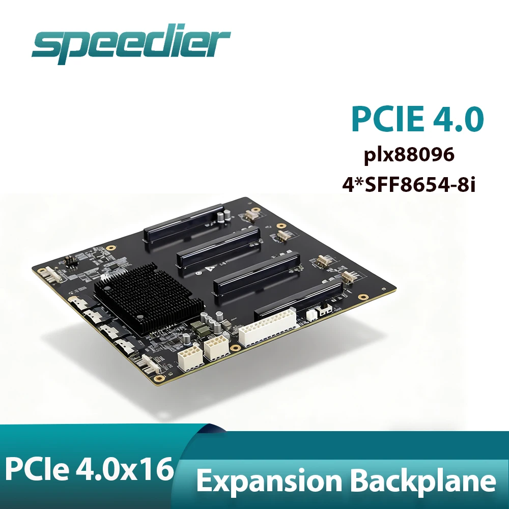 

PCIe 4.0 Plx88096 Four-slot Expansion Backplane 4 Card GPU Motherboard SFF8654-8i Interface for Network U.2 Hard Drives 65mm
