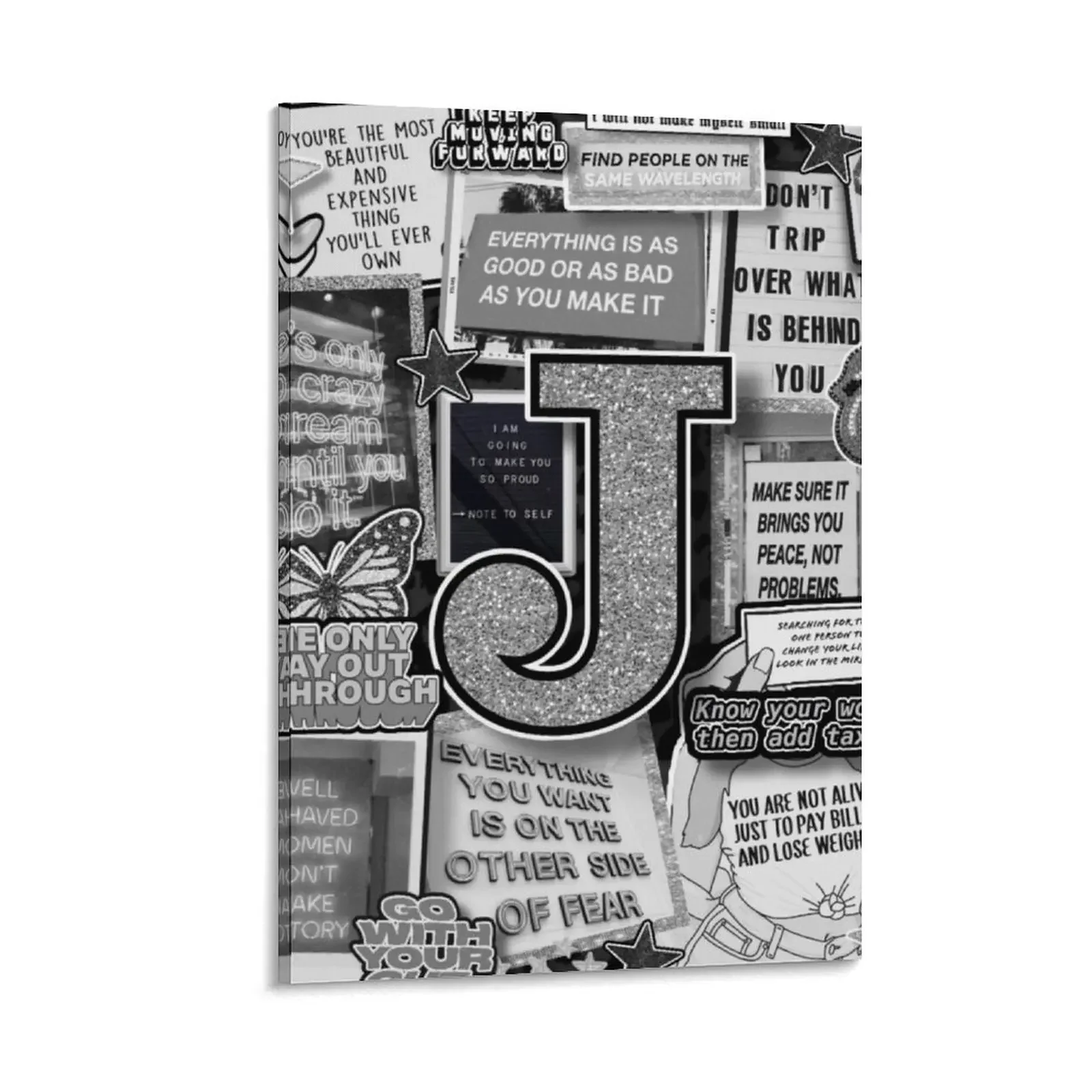 

Inspirational Letter J Collage Canvas Painting art mural decorative wall poster Decor for room