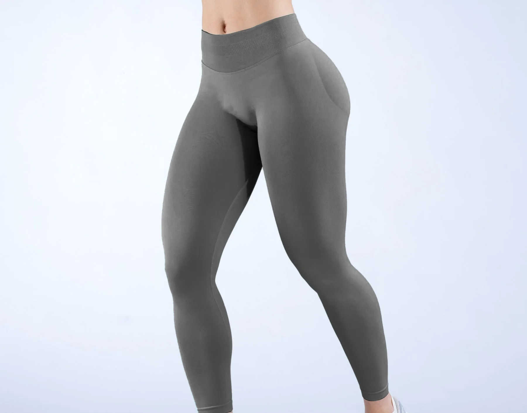 Logo Naadloze yoga-broek voor dames met effen taille, driedelige taille, sexy heupliftende, strakke sport-fitness-oefenbroek