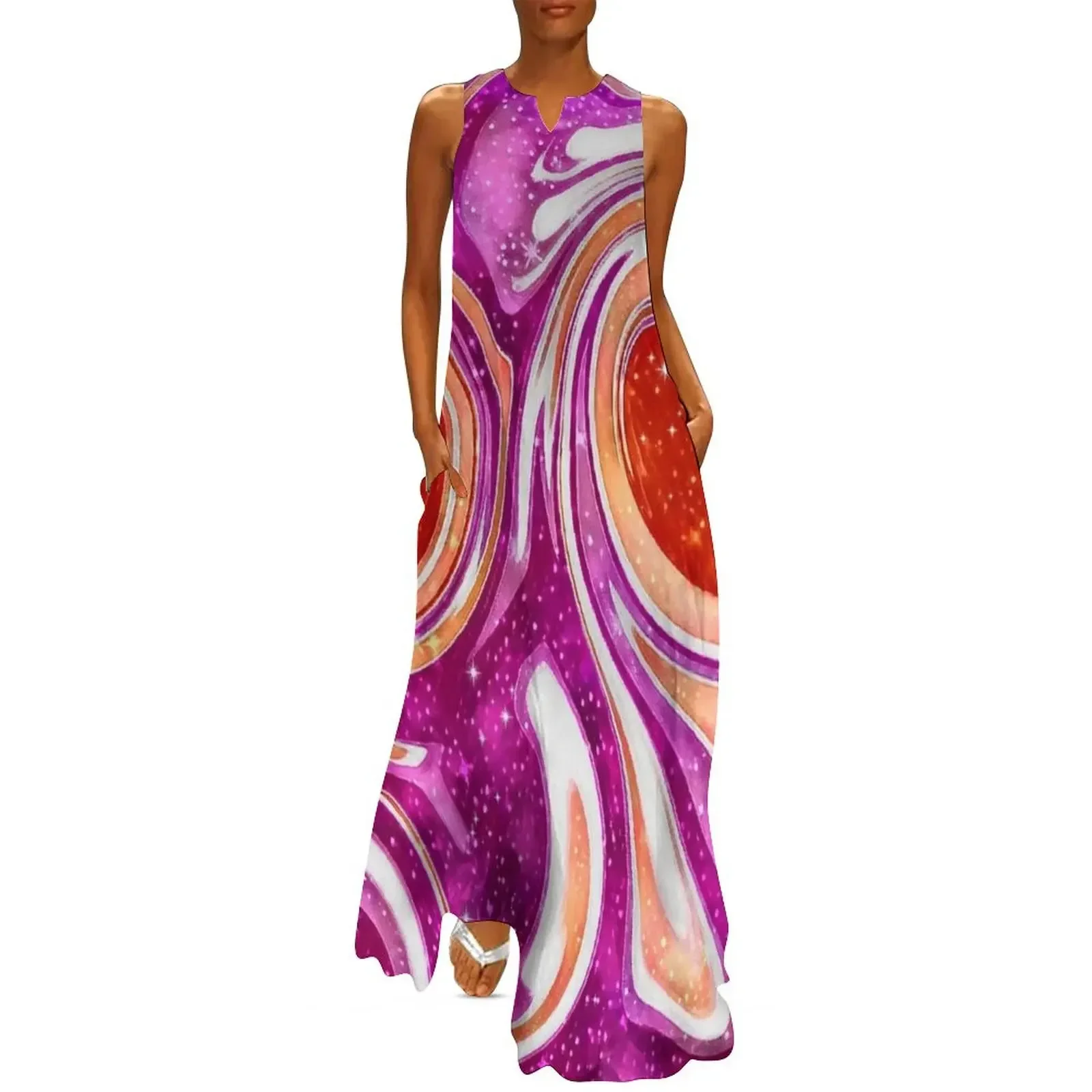 

Lesbian Flag Color Splash Long Dress Female dress wedding dresses for woman dress summer woman