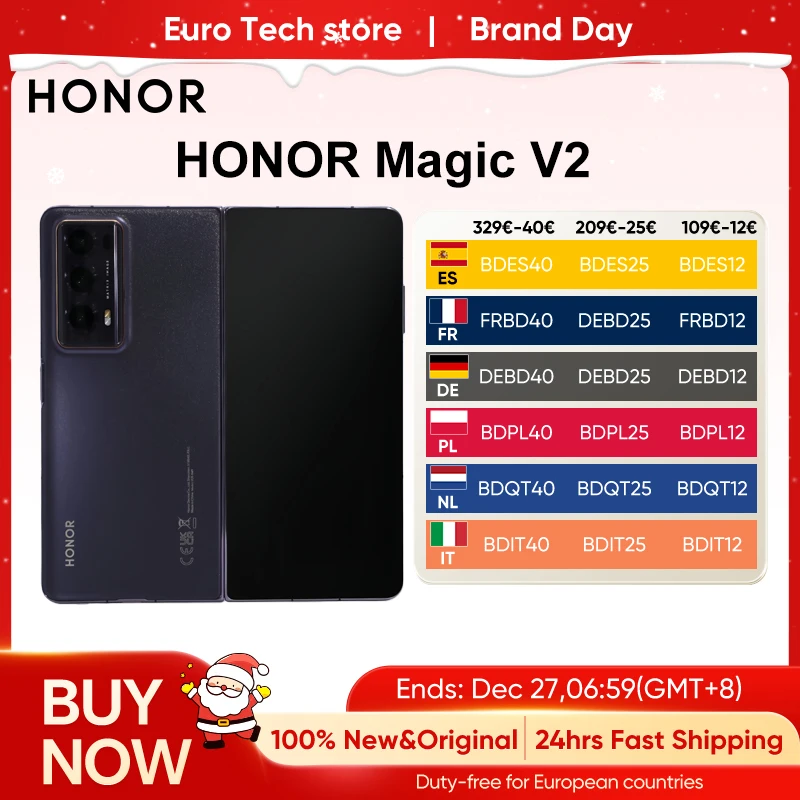 Honor Magic V2 Version mondiale 5G Smartphone pliable Snapdragon 8 Gen2 LTPO écran OLED 120Hz 50MP Triple caméra Android Mobile