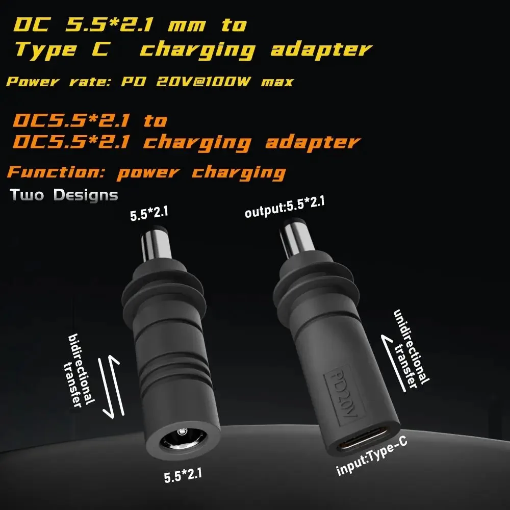 Type-C to DC Power Adapter for Starlink Mini PD100W USB C Female to DC5521 Male Connector Charge Barrel Jack Power Adapter