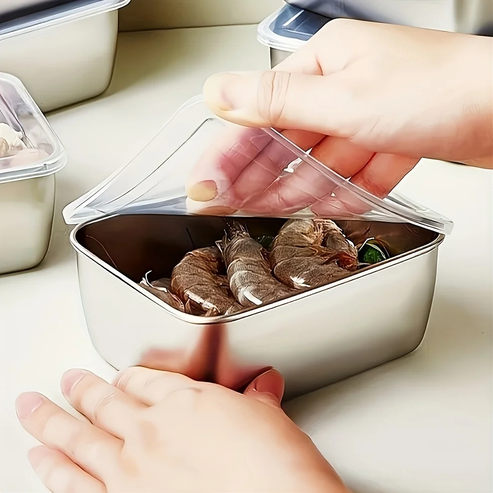 

Food Grade Stainless Steel Bento Box with Dividers Leakproof Container for Fruits Snacks Meal Prep