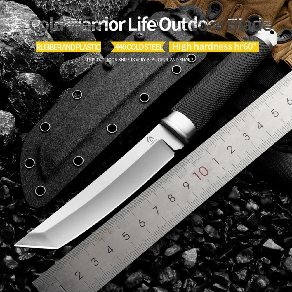 HUANGFU High quality 440 Steel Fixed Blade Outdoor Survival Knife for Hunting and Camping