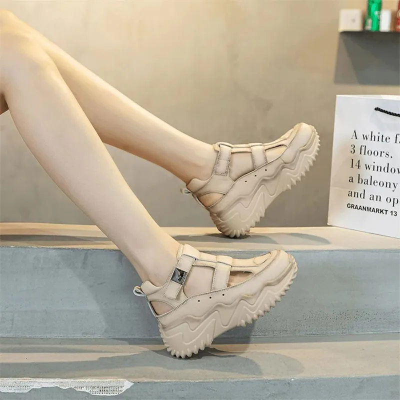 Breathable Shoes All-Match Wedge Basket 2024 Clogs Platform Round Toe Casual Female Sneakers Tennis Sports Creepers Summer New L