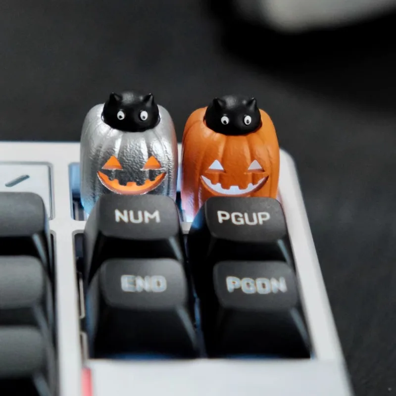 Tutup Tombol Transparan Motif Labu Halloween, Dicetak 3D, Kustom 1U, Resin, untuk Aksesoris Keyboard Mekanik MX