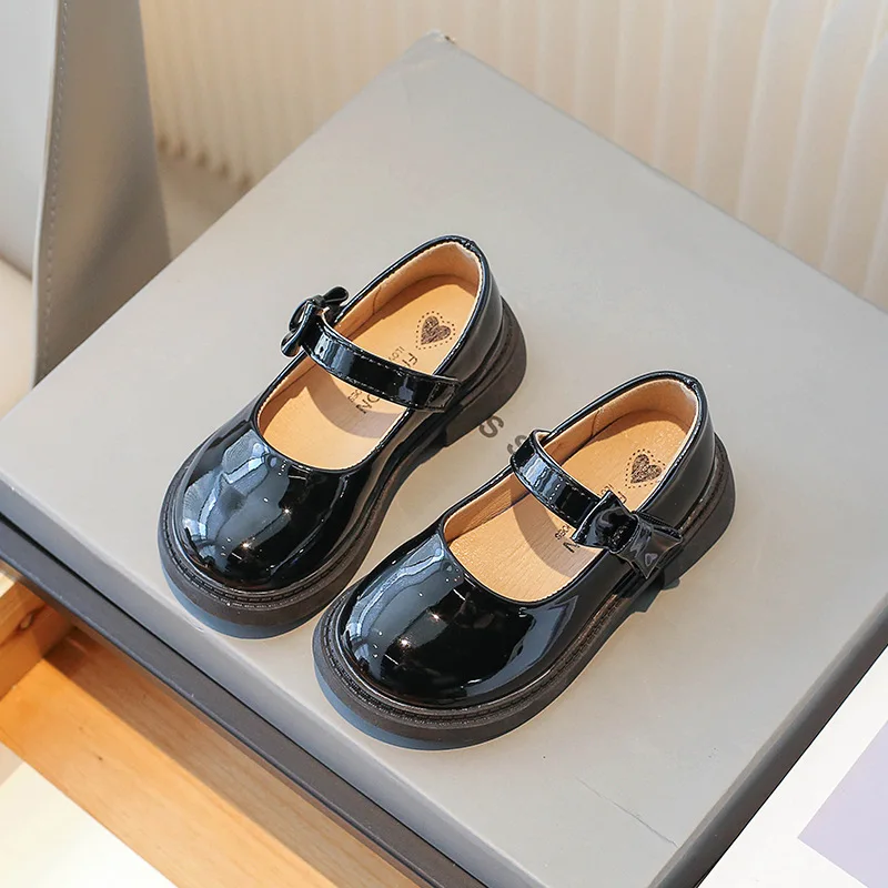 2025 New Children Leather Shoes for students Black Princess Shoes Little Girls Soft Sole Single Shoes 2-12Years old Kids shoes