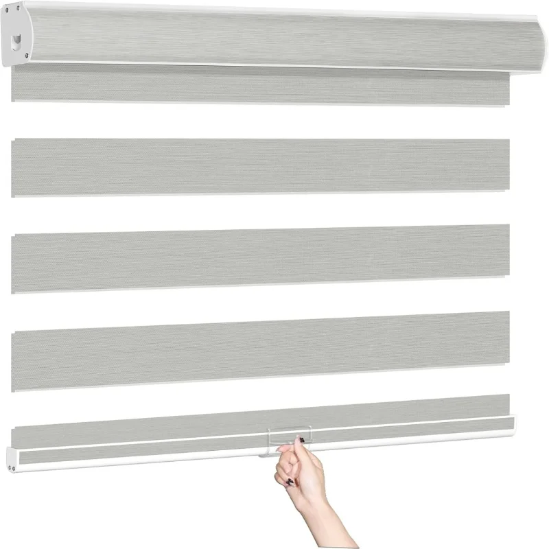Factory Customized Size Blackout Light Filtering Fabric Adjustable Sunshade Cordless Manual Zebra Roller Shades For Home