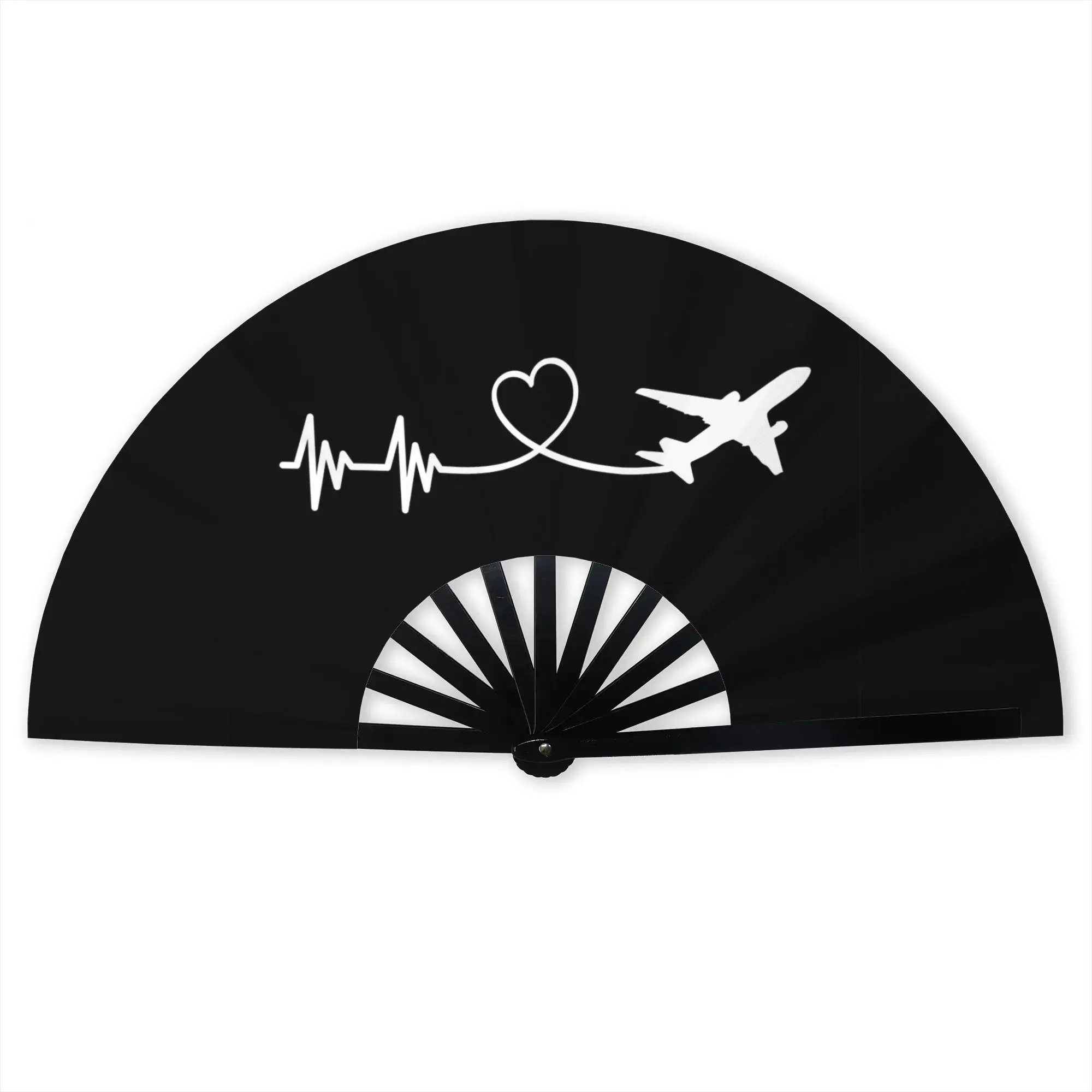 Airplane Pilot Heartbeat Portable Pocket Fan Travel Aviation Aviator Gift Folding Fan Chinese Dance Cooling Handheld Fans