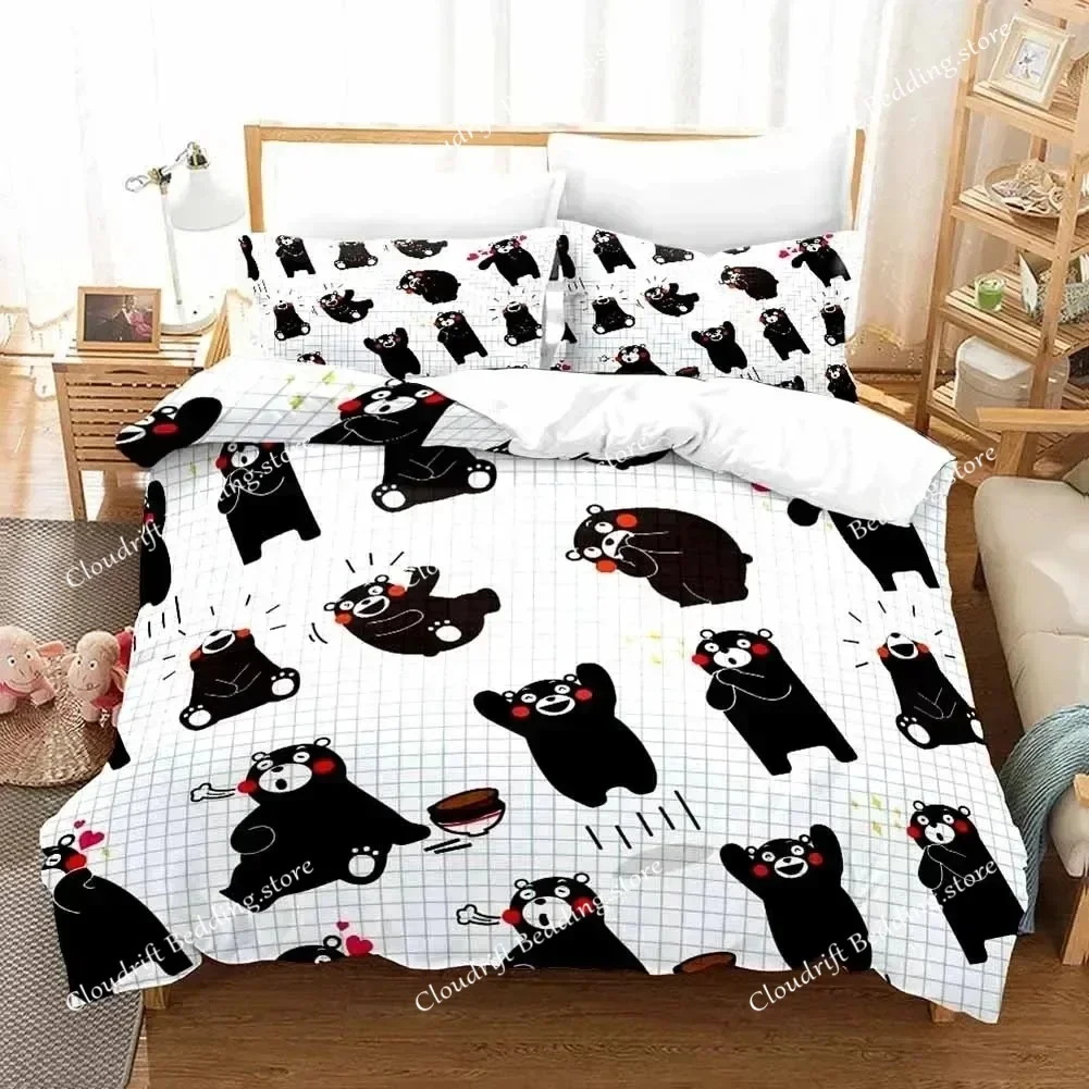 

3D Print Kawaii Cartoon Comics Kumamon Bedding Set Double Twin Duvet Cover Comforter Pillowcase Boys Girls Adults Quilt Cover
